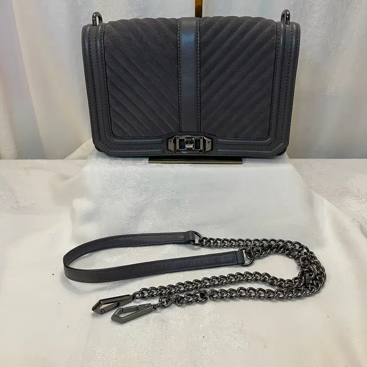 Rebecca Minkoff Chevron Grey Crossbody Convertible Clutch