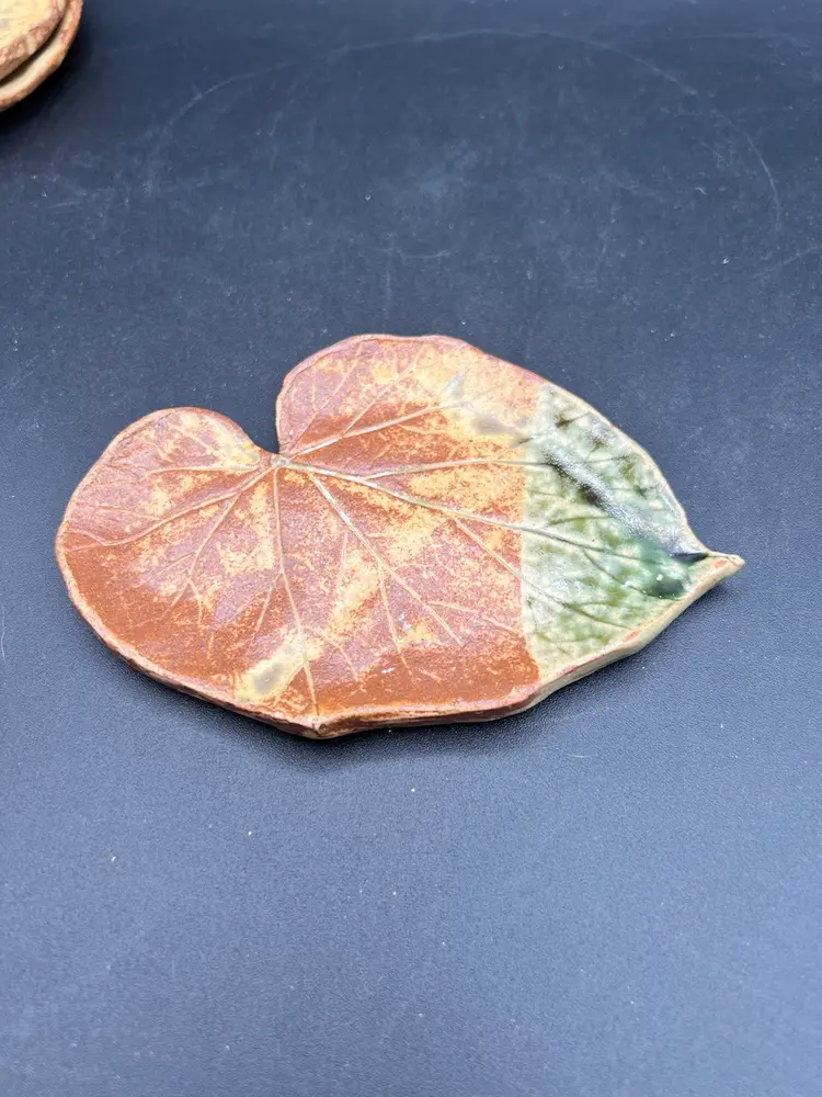 Handmade Leaf Shaped Pottery Dish/Trinket Dish/Coaster