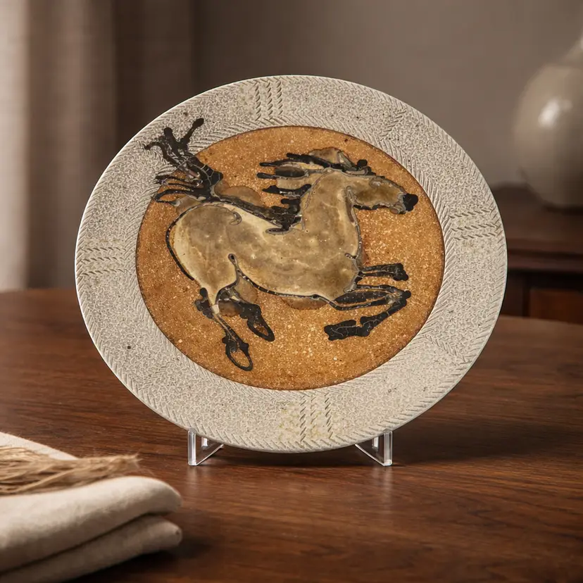 "Rock Hard" Stoneware Salt Glaze Pottery Collector Plate, 8.25" Dia.