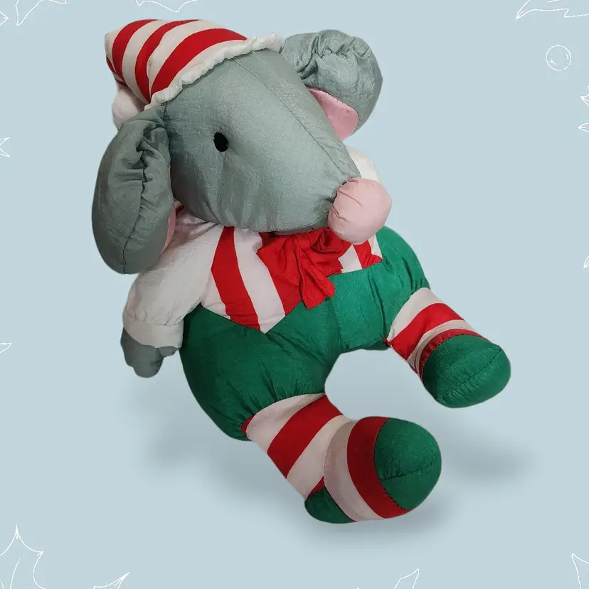 Vintage Dept 56 Mr Holiday Mouse Nylon Puffy Plush Stuffed Animal