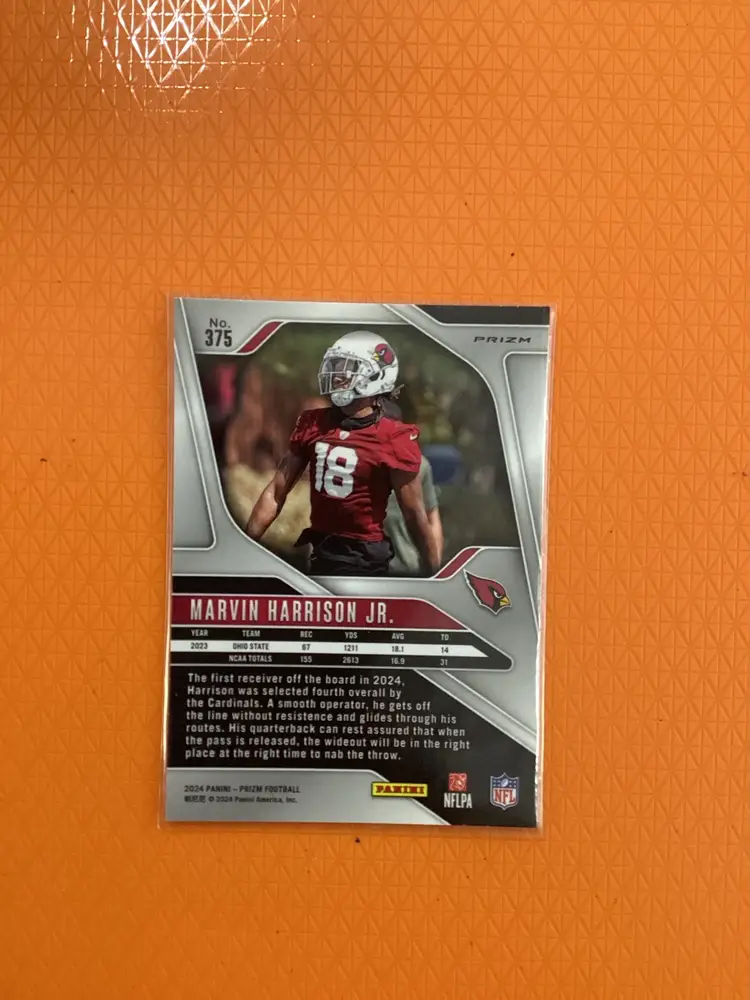 2024 Panini Prizm Marvin Harrison Jr. RC Orange Disco #375 Cardinals Rookie