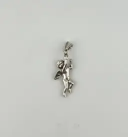 Vintage Sterling Silver Angel Baby Pendant 2.25”