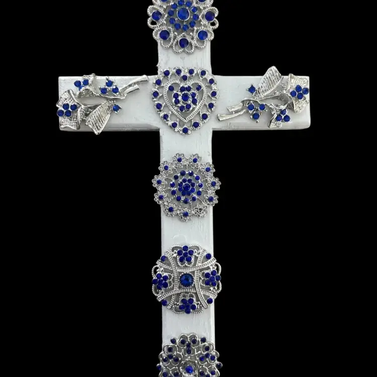 Wooden Cross With Brooches - Made By Me