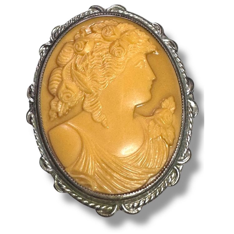 Antique Casein Cameo Brooch - Tested - ca. 1899 Ish - C-clasp