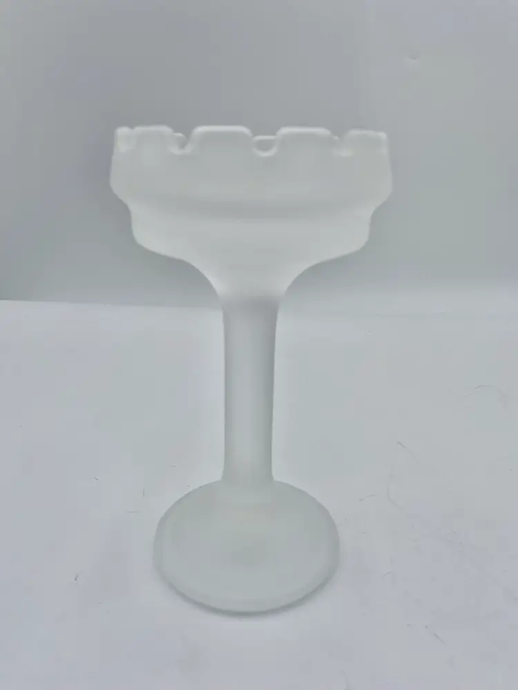 Vintage PartyLite 7.25" Satin Glass Candle Holder, Turret, Pillar, with Sticker