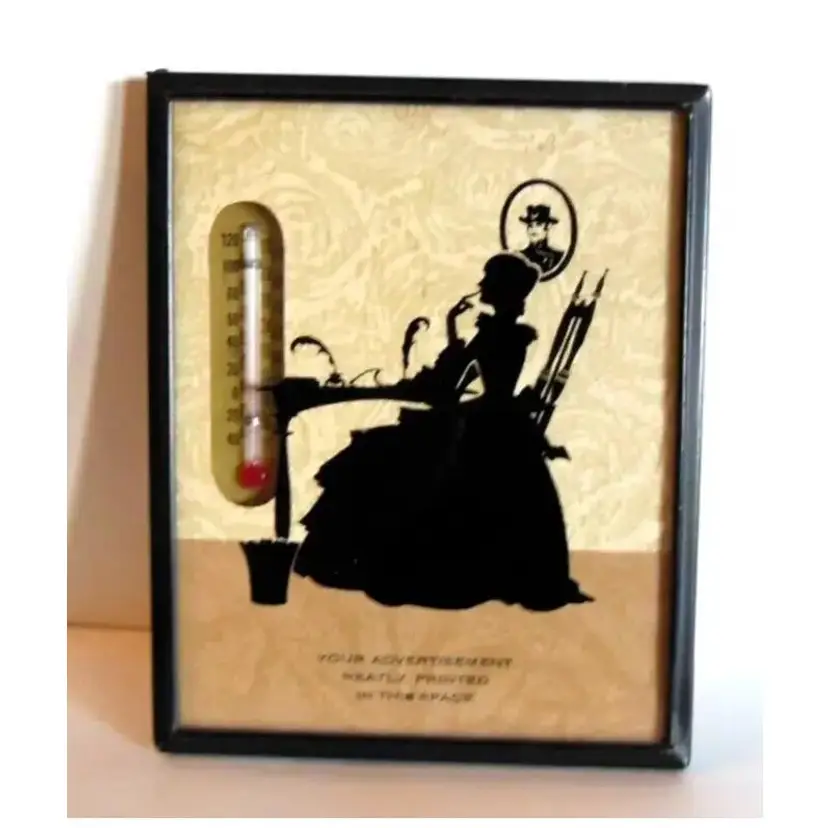 Vintage Reverse Applied Silhouette Wall Picture Thermometer, Advertising, Salesmen Sample, Civil War Theme