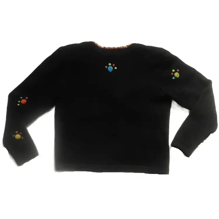 Vintage Jack B. Quick Embroidered Black Cat Cardigan-Size Medium