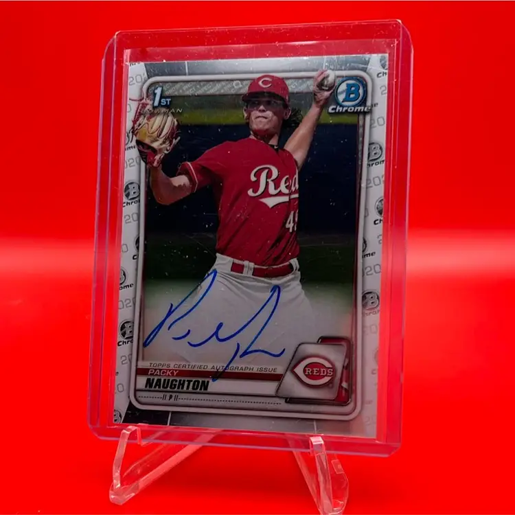 Packy Naughton 2020 Bowman Chrome 1st Bowman Auto Cincinnati Reds