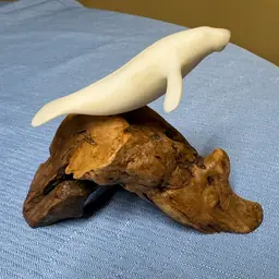 John Perry Sculpture Manatee On Burl Wood 3.5”