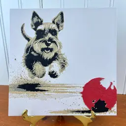 Schnauzer with Red Ball Wall Art,  Art, Dog Wall Art, Hueforge