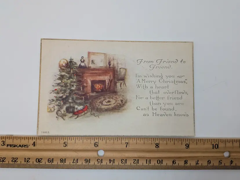 E9. Antique Christmas Postcard "From friend to friend"