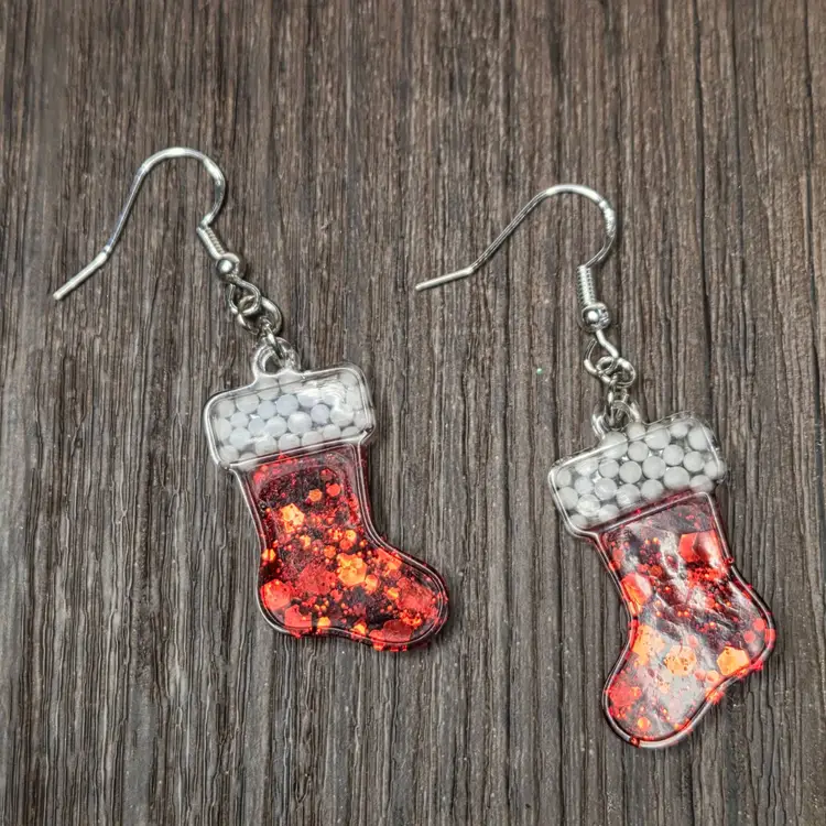 Handmade Resin Stocking Earrings