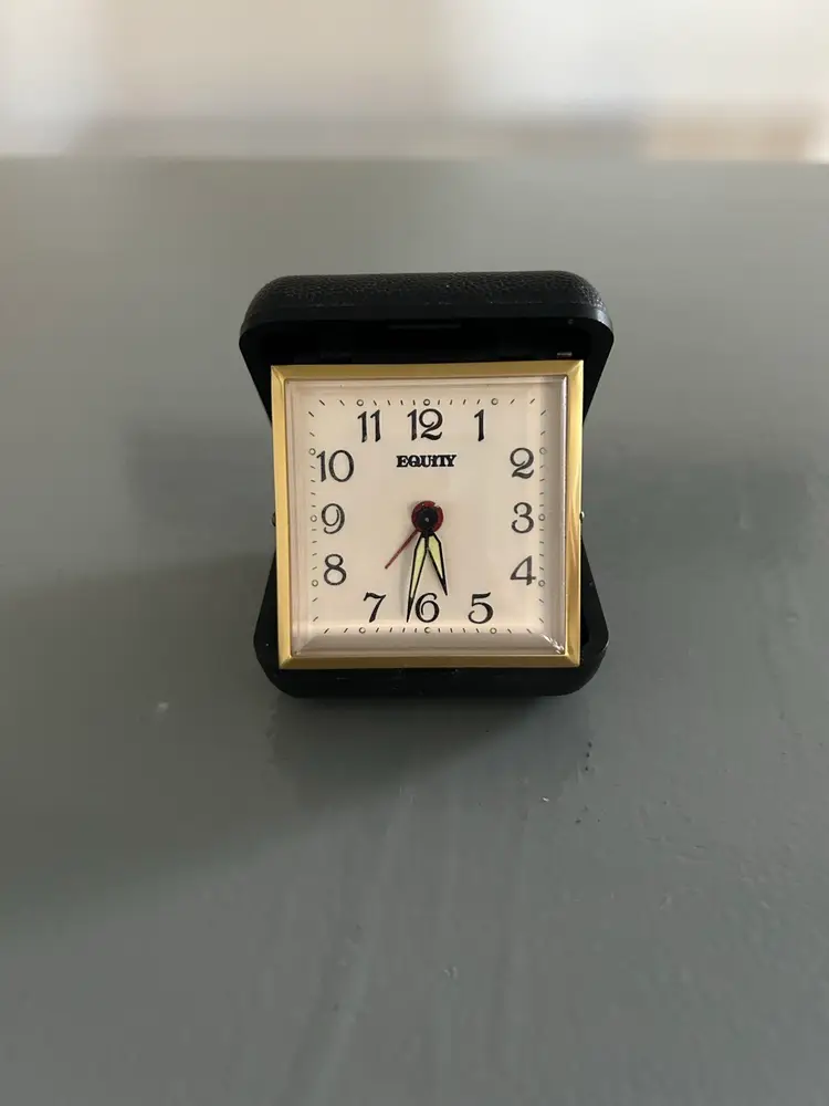 Vintage Equity Wind Up Clock. Lighted Clock Hands. Works Great Alarm Works!