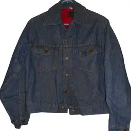 Vtg Size 36R Roebucks red quilted lining Blue Denim Jacket Trucker 1950s/60s
