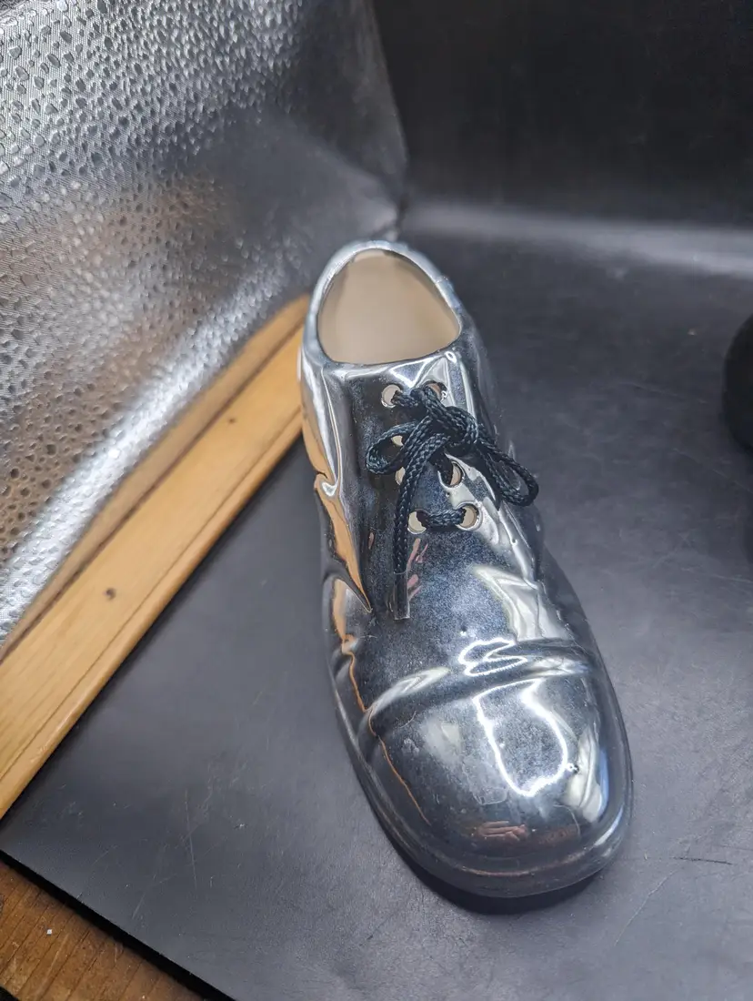 Vintage Ceramic Silver Men's Shoe Planter