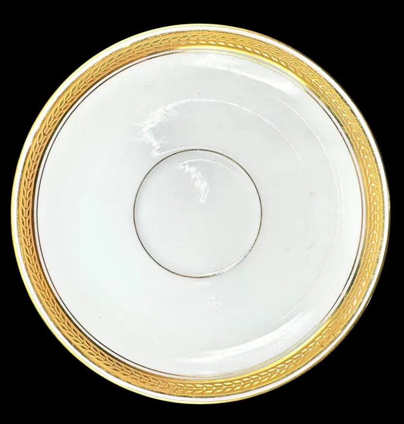 Vintage Haviland Limoges France Bouillon Soup Saucer Gold White Porcelain 5.25”