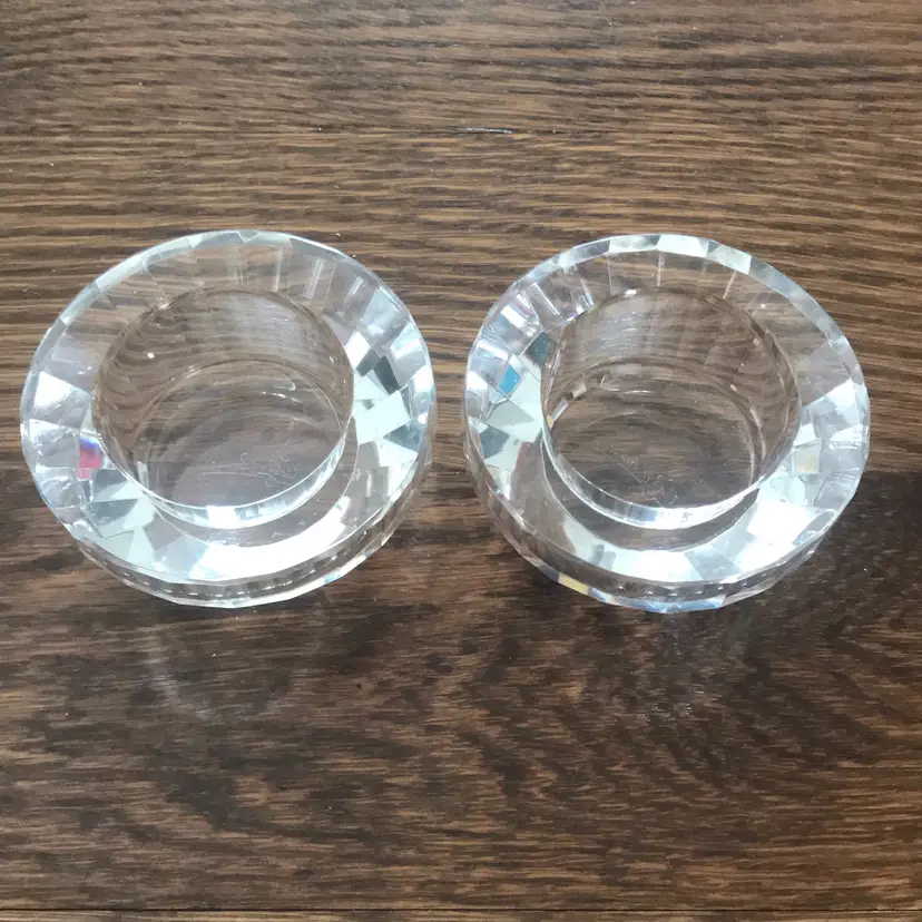 Oleg Cassini Crystal Votive Candle Holders Signed