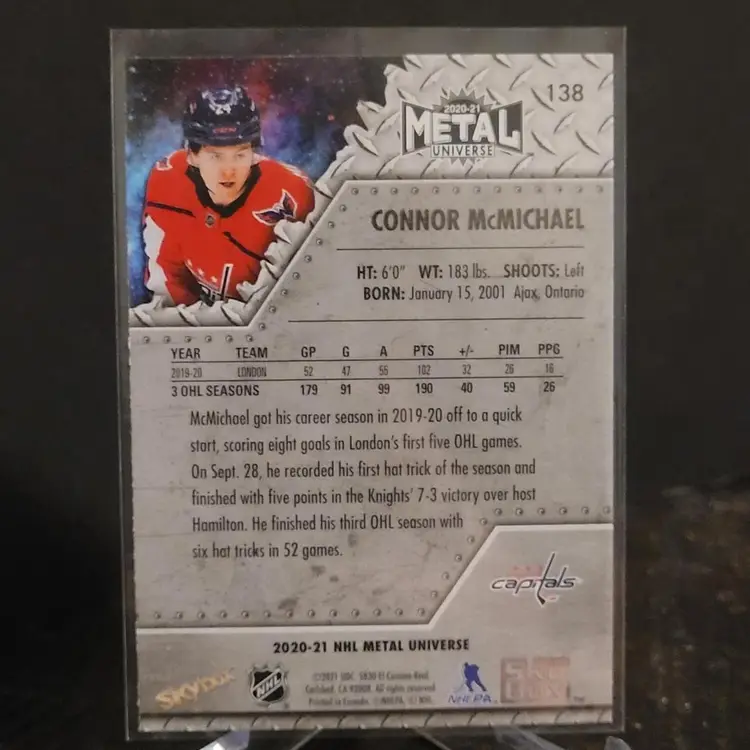 20/21 SKYBOX METAL UNIVERSE ROOKIES BLUE SPECTRUM PARALLEL Connor McMichael #138