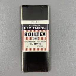 New Vintage Boiltex Hem Facing Bias Cotton 2"  Black 3 Yards NOS USA Sewing