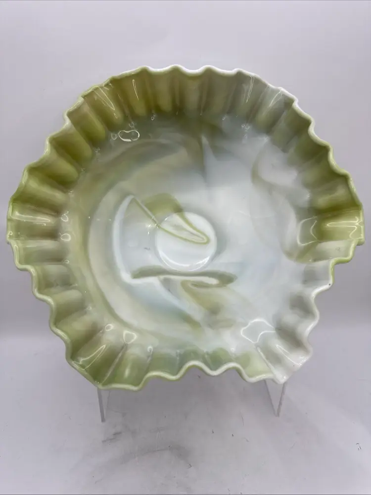 Unmarked Green Slag Glass Bowl (Possibly Westmoreland)