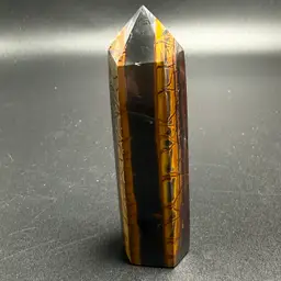 Natural Tiger Eye Tower W/ Hematite Stone Obelisk Healing Crystal 4" 182g