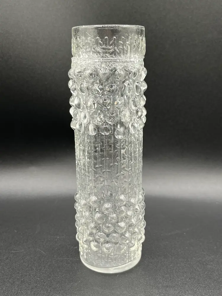 #41 Pair Of Vintage Czech Sklo Union Hermanova Glass “Candle Wax” Clear Textured Graduated Vases by Frantisek Peceny READ 🕯️