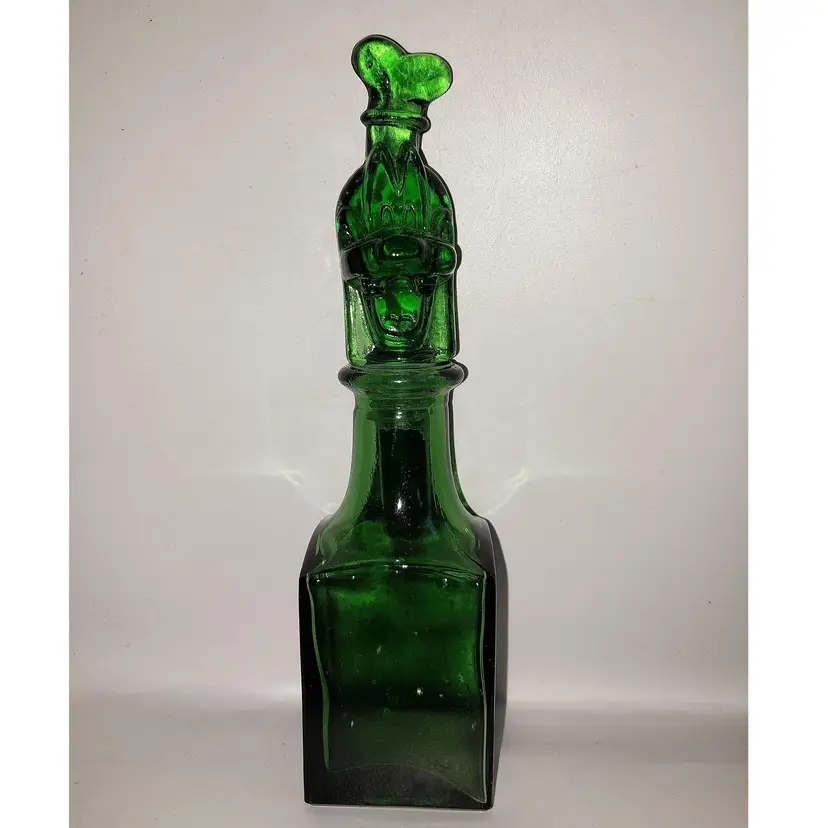Vintage DISNEY STOPPER, Perfume Bottle, Green, GOOFY, scarce!