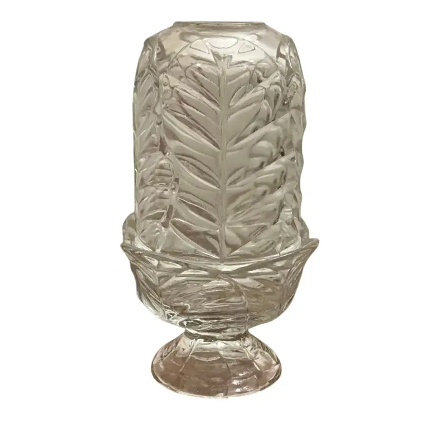 Vintage Viking 2-piece Clear Cabbage Leaf Fairy Lamp 6 1/2” X 4”