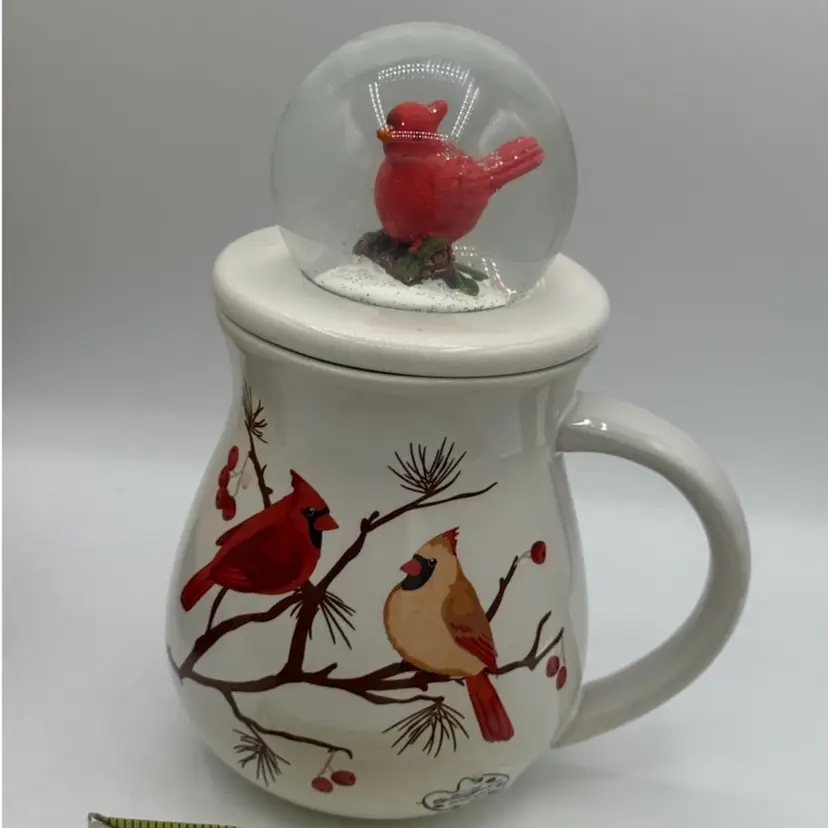 Temp-tations Holiday Cardinal Mug Featuring A Snow Globe Lid