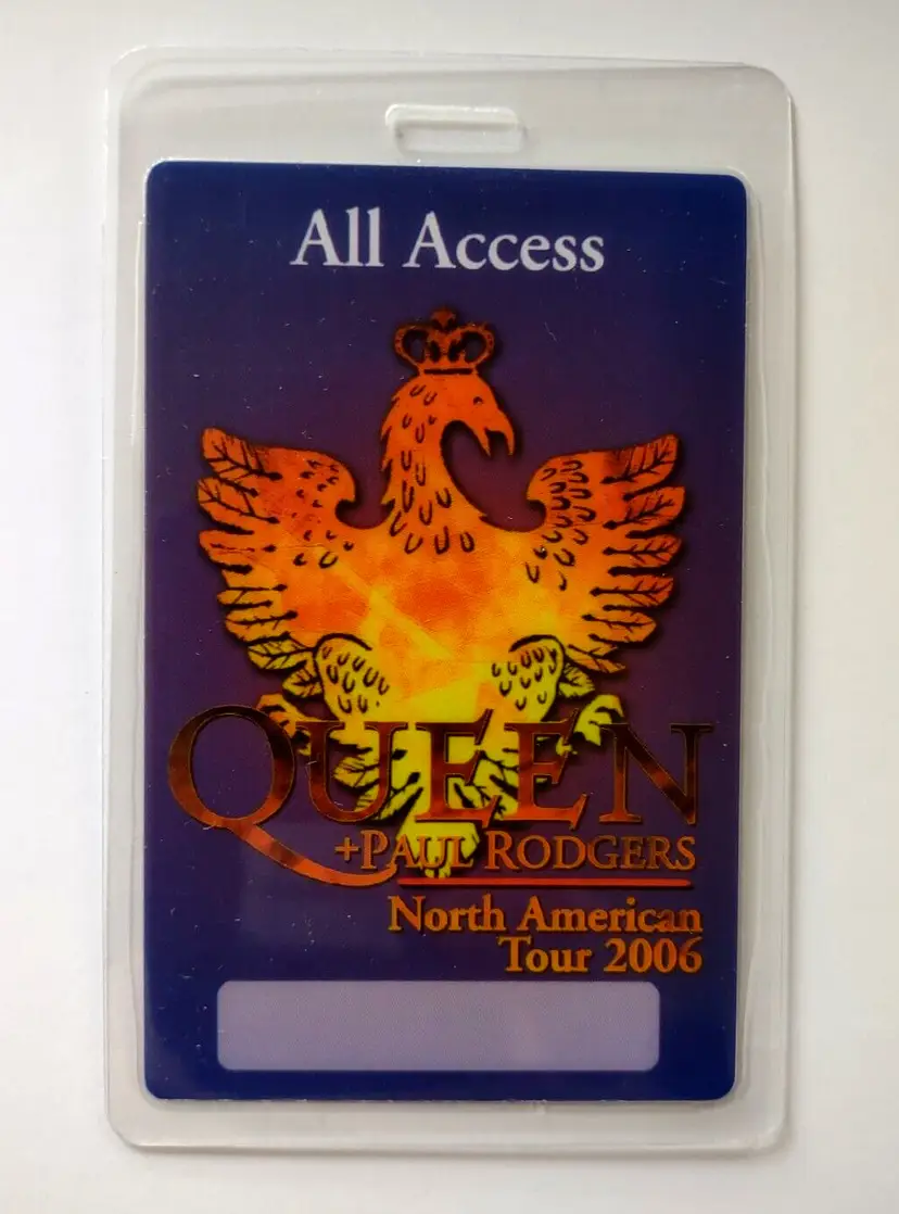 Queen Plastic Laminated Concert Backstage Pass 2006 Tour Paul Rodgers Hard Rock