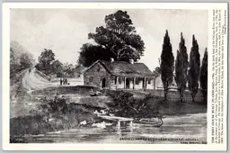 Lithograph Art Print of First House Built in Chicago 10'' X 7''