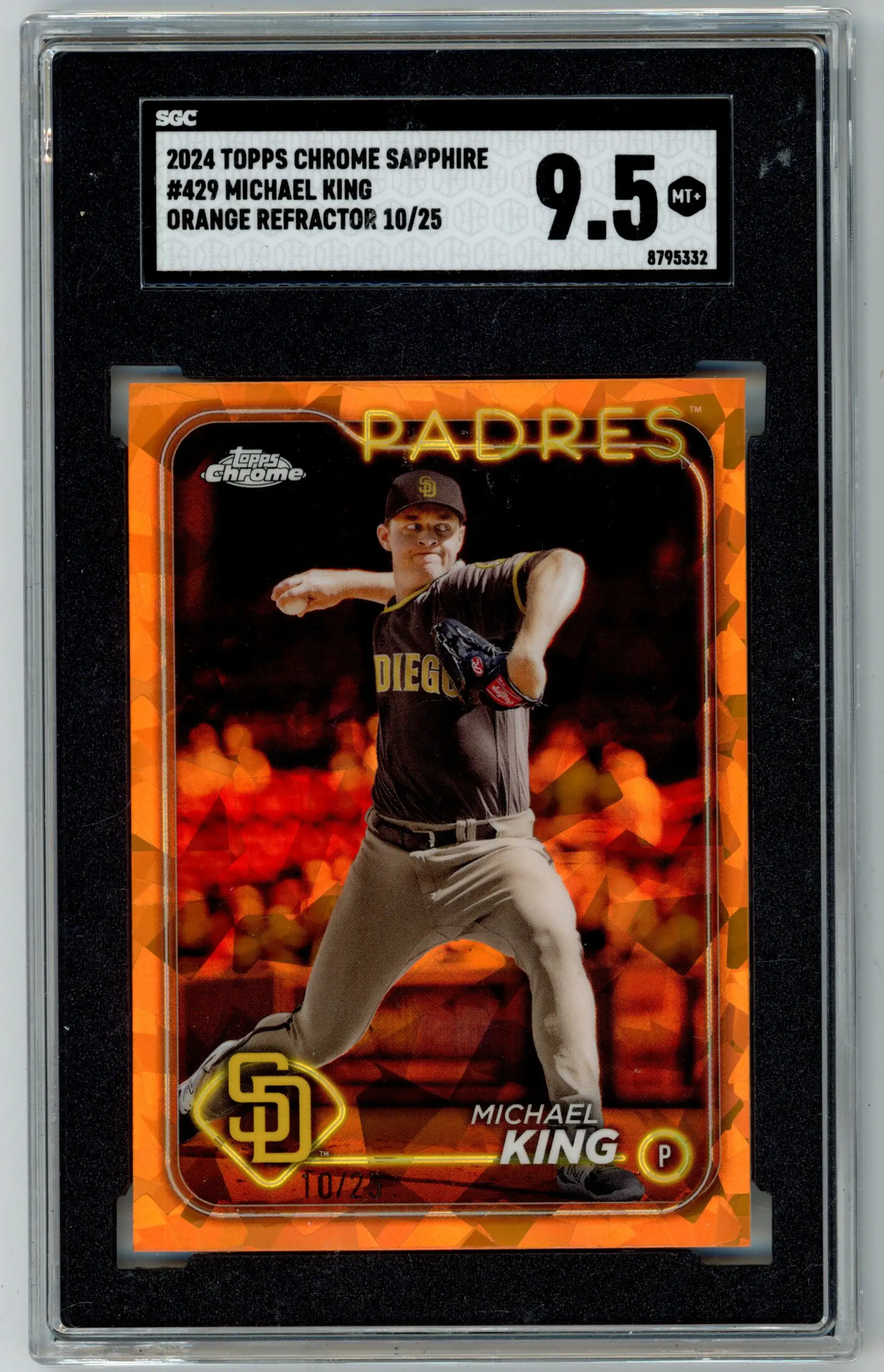 2024 Topps Chrome Sapphire MICHAEL KING /25 Orange Refractor SP #429 PADRES SGC 9.5 MT+