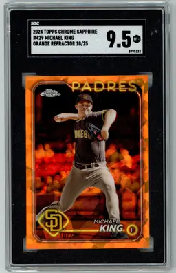 2024 Topps Chrome Sapphire MICHAEL KING /25 Orange Refractor SP #429 PADRES SGC 9.5 MT+