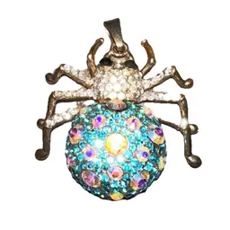Betsey Johnson Fat Spider Pendant Creepy Crawler Halloween Teal Blue Crystal