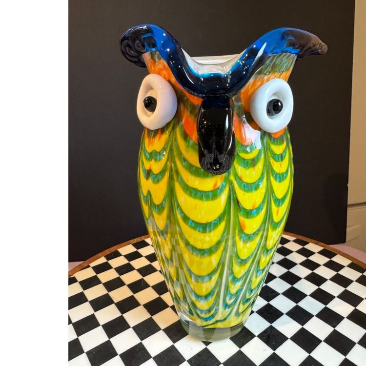 Vintage Art Glass Owl Pitcher