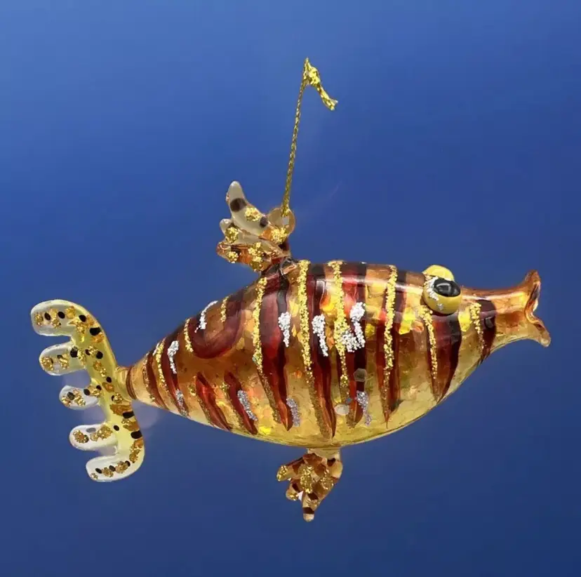 December Diamonds 79-79980 Blown Glass Fish 5" Christmas Ornament