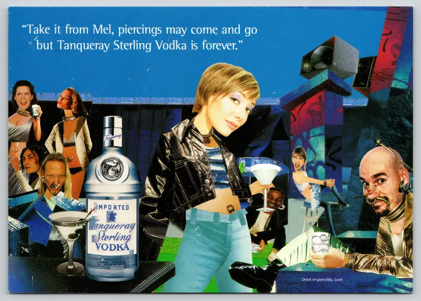 Postcard Tanqueray Sterling Vodka Alcohol Advertising 1997 Collage Art - 14538