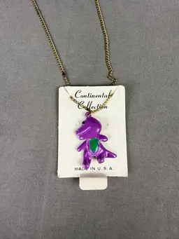 Vintage 90’s Barney The Purple Dinosaur Necklace/Bracelet Charm Made In USA