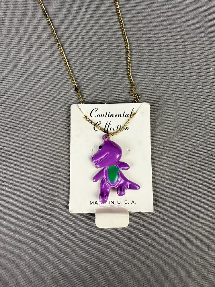 Vintage 90’s Barney The Purple Dinosaur Necklace/Bracelet Charm Made In USA