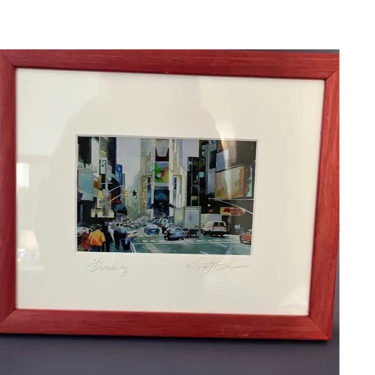 Art Sale!!!Gallery Framed, Signed And Named Watercolor, “Broadway” New York City
