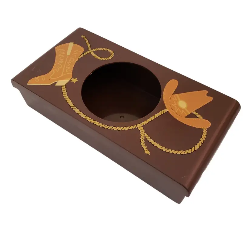 Cowboy Hat Boot Rope Themed Tissue Box Plastic Aquetta Ware USA Vintage READ DES