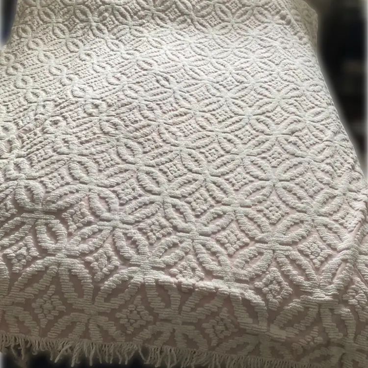 Twin Size Pink Chenille Bedspread Blanket 60” X 89”