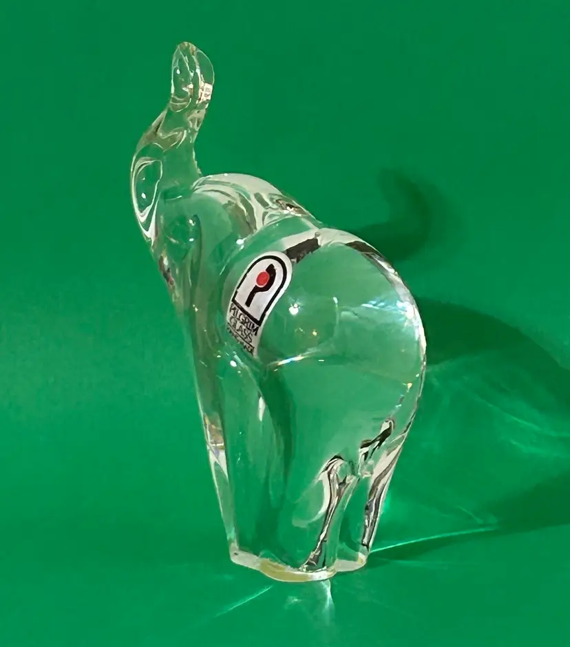 Vintage Pilgram Sheer Clear Glass Elephant Figure Paper Sticker