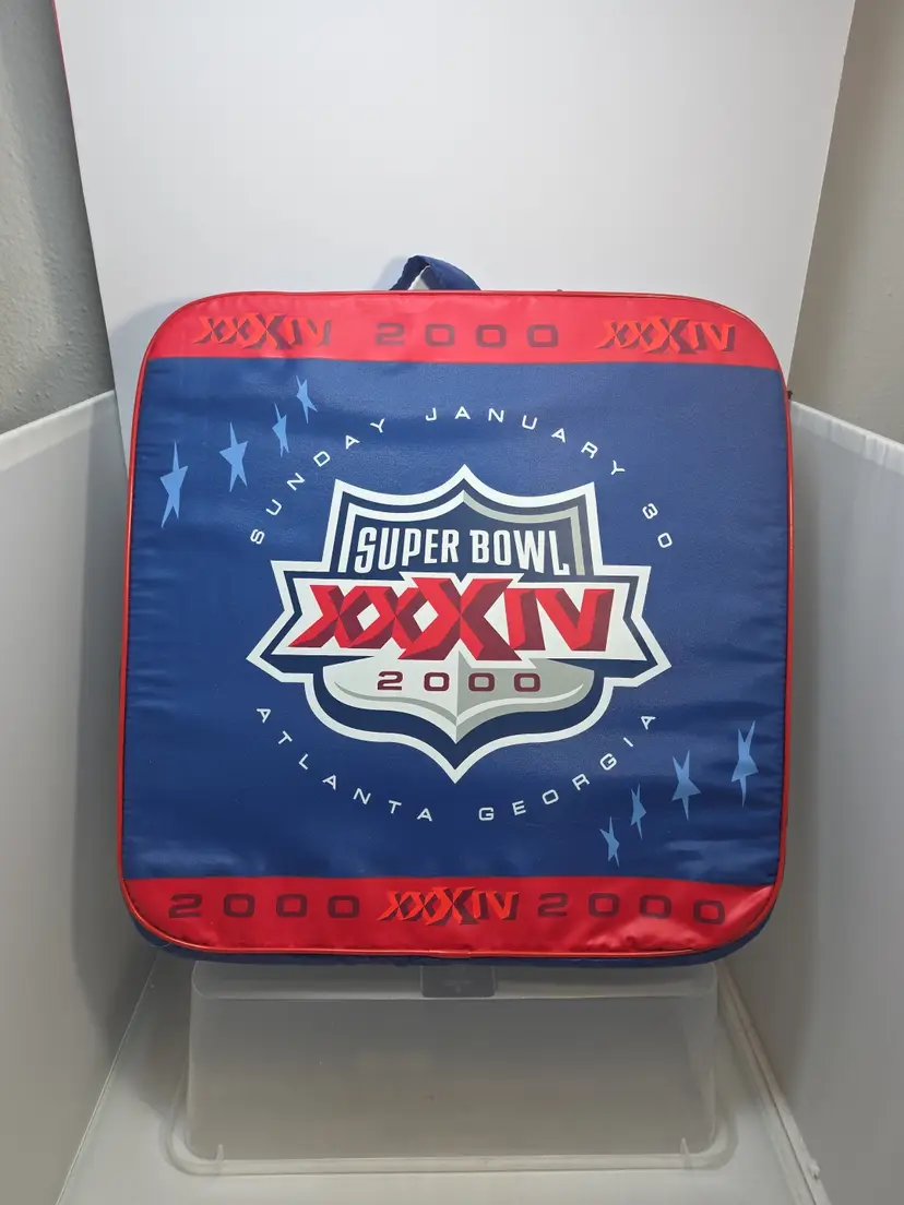 Vintage Super Bowl XXXIV Seat Cushion Rams Titans NFL 2000 Atlanta