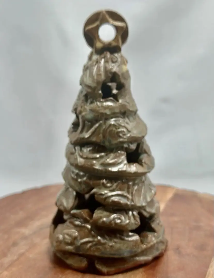 Pottery Handmade Redware Tree Cut Out Stars Design Christmas Holiday