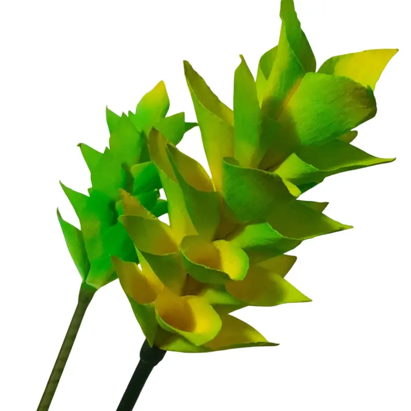 286  Handcrafted Limoncello Color Crepe Paper Flowers Super UV Reactive Made By Me Blossom Is 7” Long By 4” Diameter