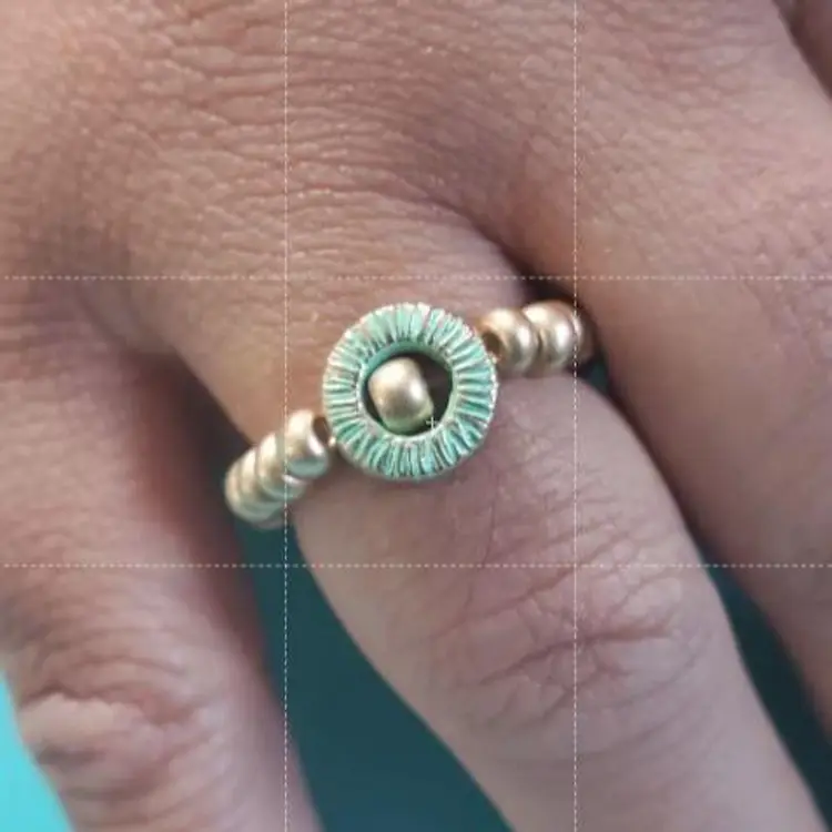 Seed Bead Flexible Ring Set Golden Earth