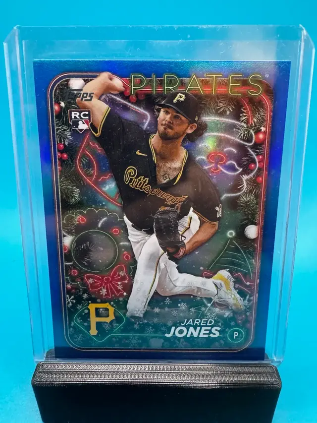 Jared Jones Topps Holiday Metallic Blue Glitter RC Pittsburgh Pirates