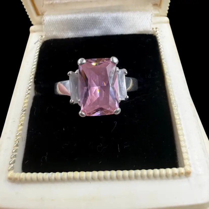 Sterling Silver And Glass Ring - Size 9.5