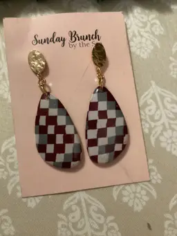 Sunday Brunch Checkerboard Dangle Earrings